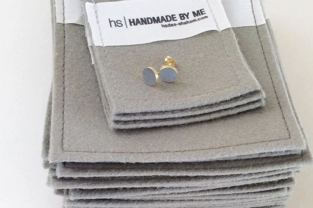 Silver Stack Dot Concrete Earrings