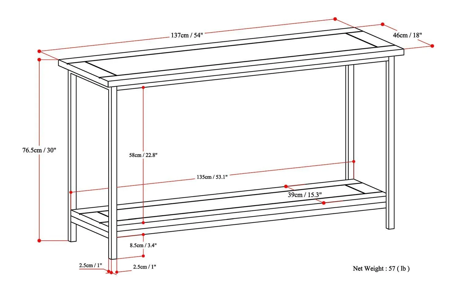Skyler Console Sofa Table in Mango