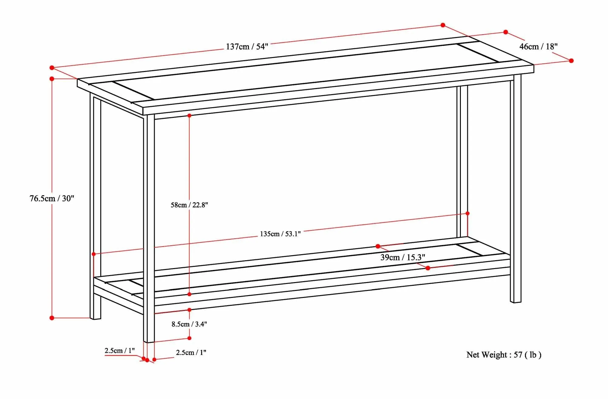 Skyler Console Sofa Table in Mango