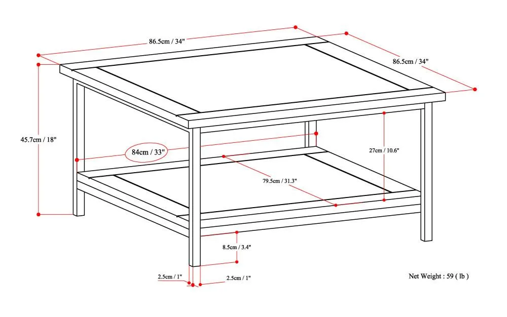 Skyler Square Coffee Table in Mango
