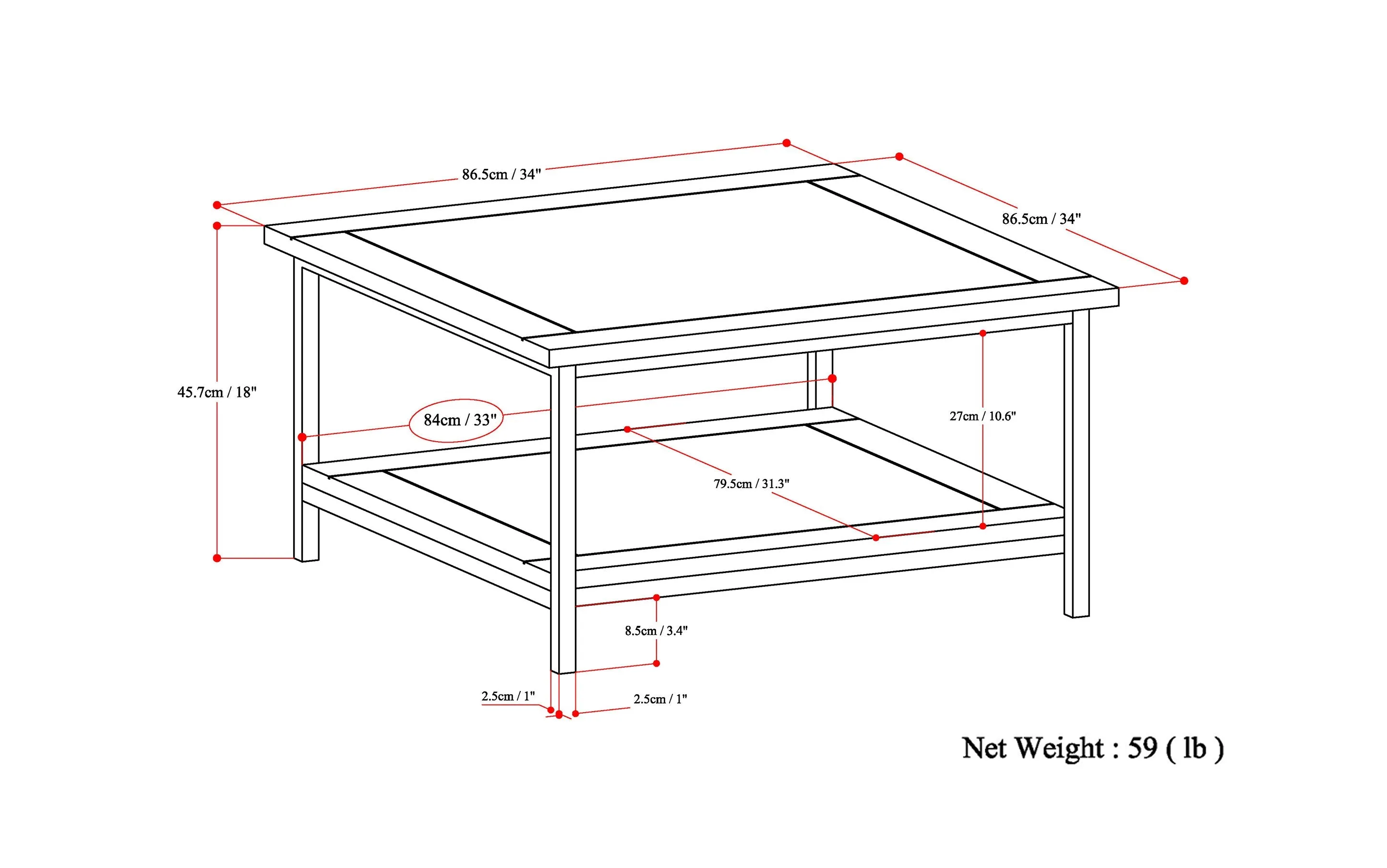 Skyler Square Coffee Table in Mango