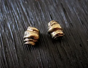 Small Artisan Wrapped Accent Bead and Spacer in Gold Bronze (set of 2)(N)