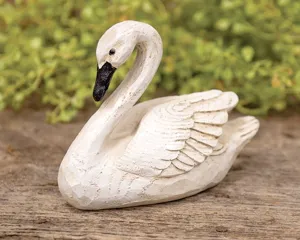 Small distressed ivory resin swan figurine