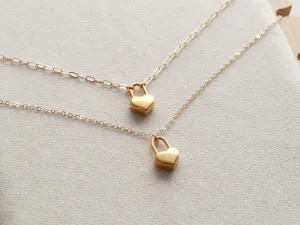 Solid Heart Padlock Necklace
