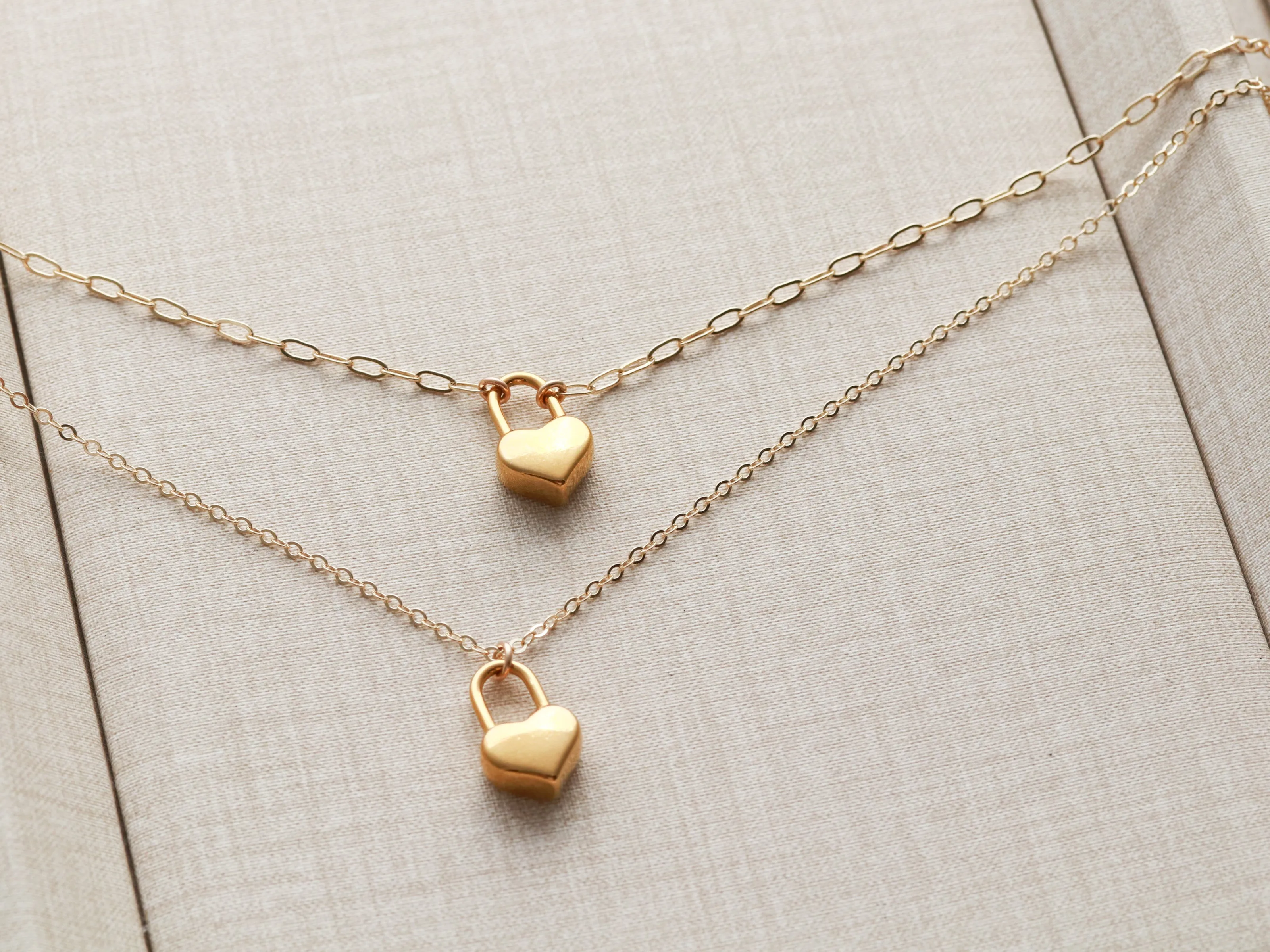 Solid Heart Padlock Necklace