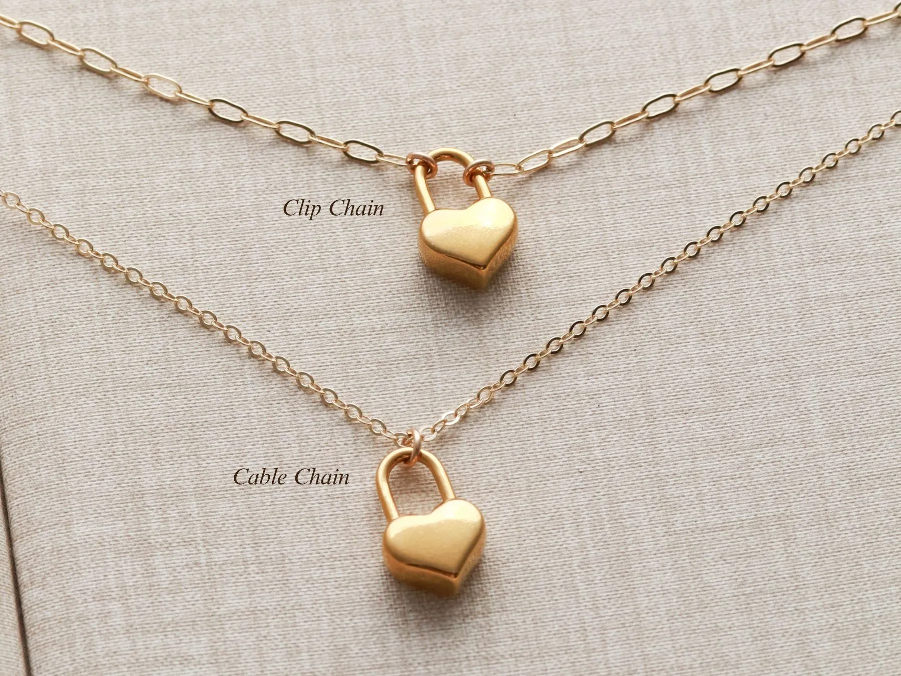 Solid Heart Padlock Necklace
