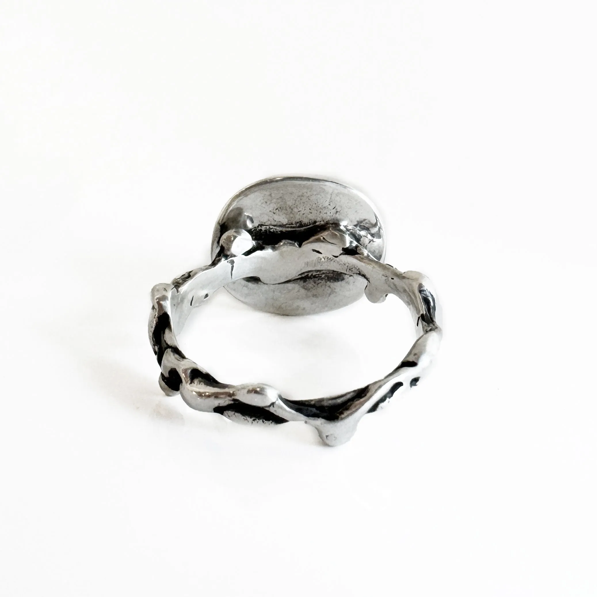 Sonoran Gold Turquoise Fae Inspired Ring in Sterling Silver - size 8