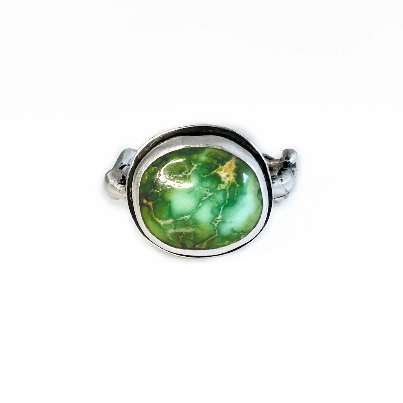 Sonoran Gold Turquoise Fae Inspired Ring in Sterling Silver - size 8