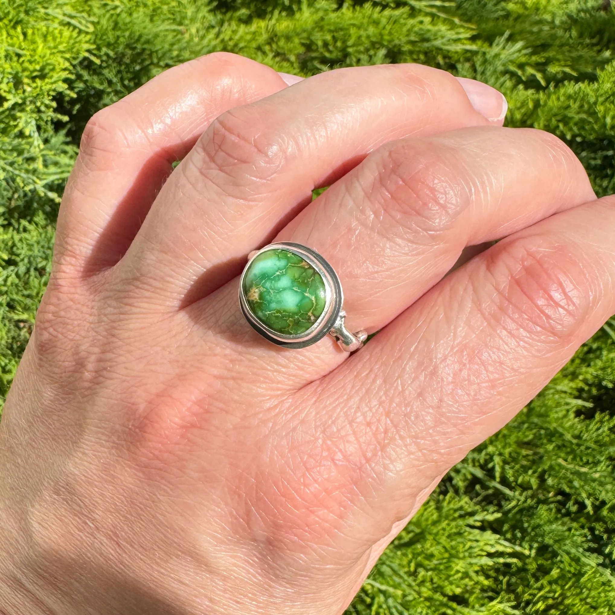 Sonoran Gold Turquoise Fae Inspired Ring in Sterling Silver - size 8
