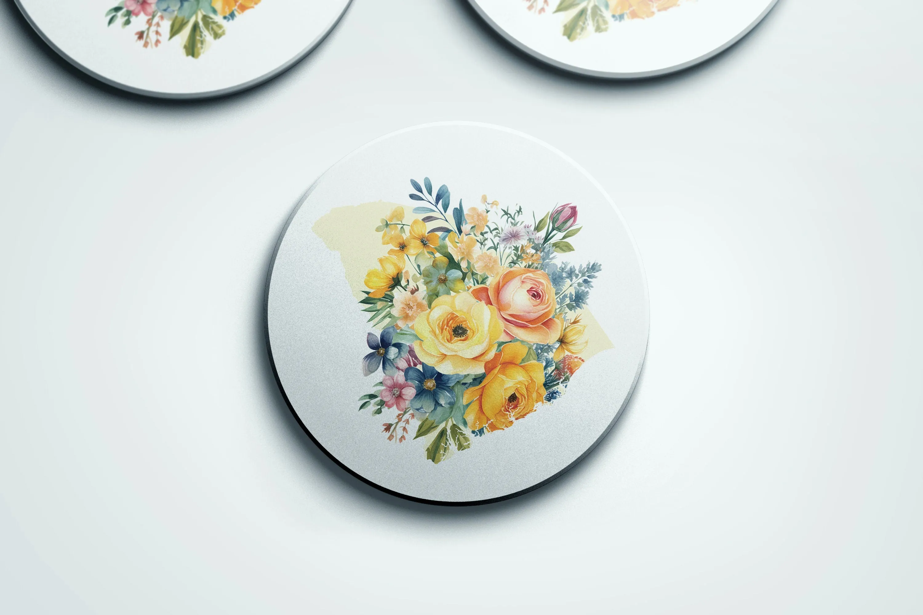 South Carolina Coasters Set of 4 - Seasonal Floral Designs, Perfect Gift for Plant Lovers & Home Decor Accent