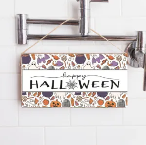 Spooky Happy Halloween Twine Hanging Sign