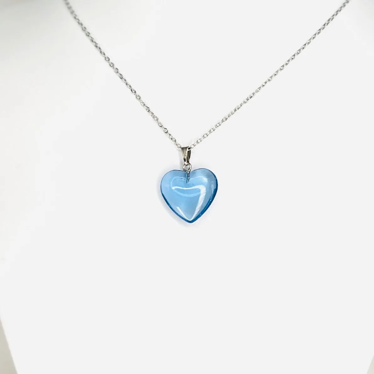 Stainless Steel Blue Heart Pendant Necklace: Stylish, Love