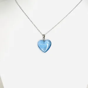 Stainless Steel Blue Heart Pendant Necklace: Stylish, Love