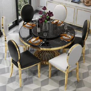 Stainless steel Dining Room Set Home Furniture minimalist modern marble dining table and 4 chairs mesa de jantar muebles comedor