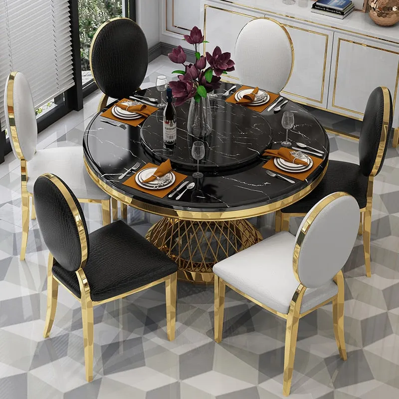 Stainless steel Dining Room Set Home Furniture minimalist modern marble dining table and 4 chairs mesa de jantar muebles comedor