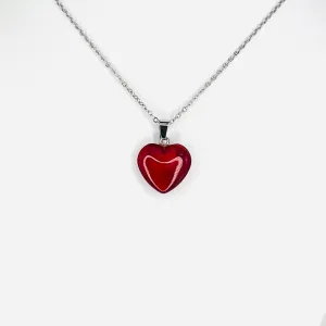 Stainless Steel Red Heart Pendant Necklace: Modern and Cute