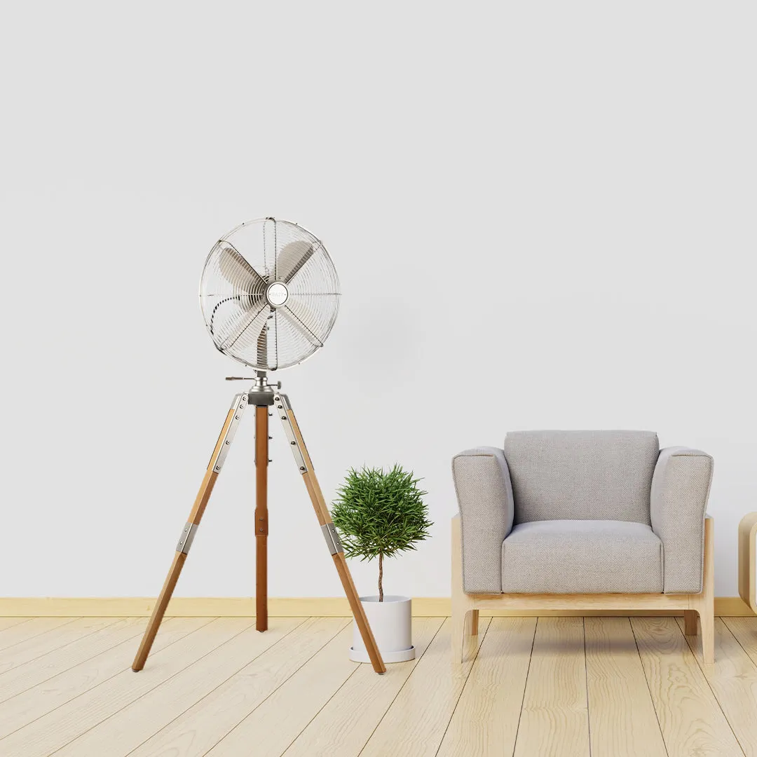 Star Tripod 16" Oscillating Stand Fan Satin Nickel