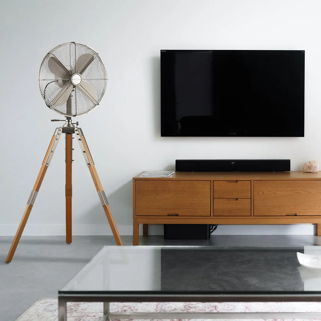 Star Tripod 16" Oscillating Stand Fan Satin Nickel