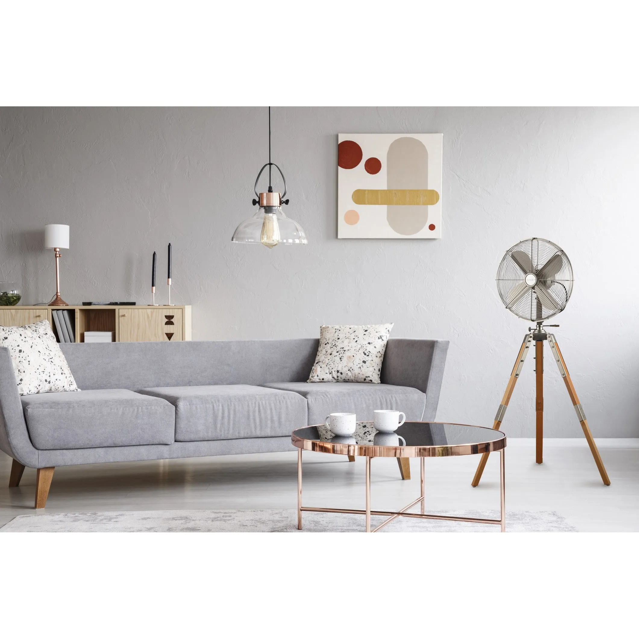 Star Tripod 16" Oscillating Stand Fan Satin Nickel