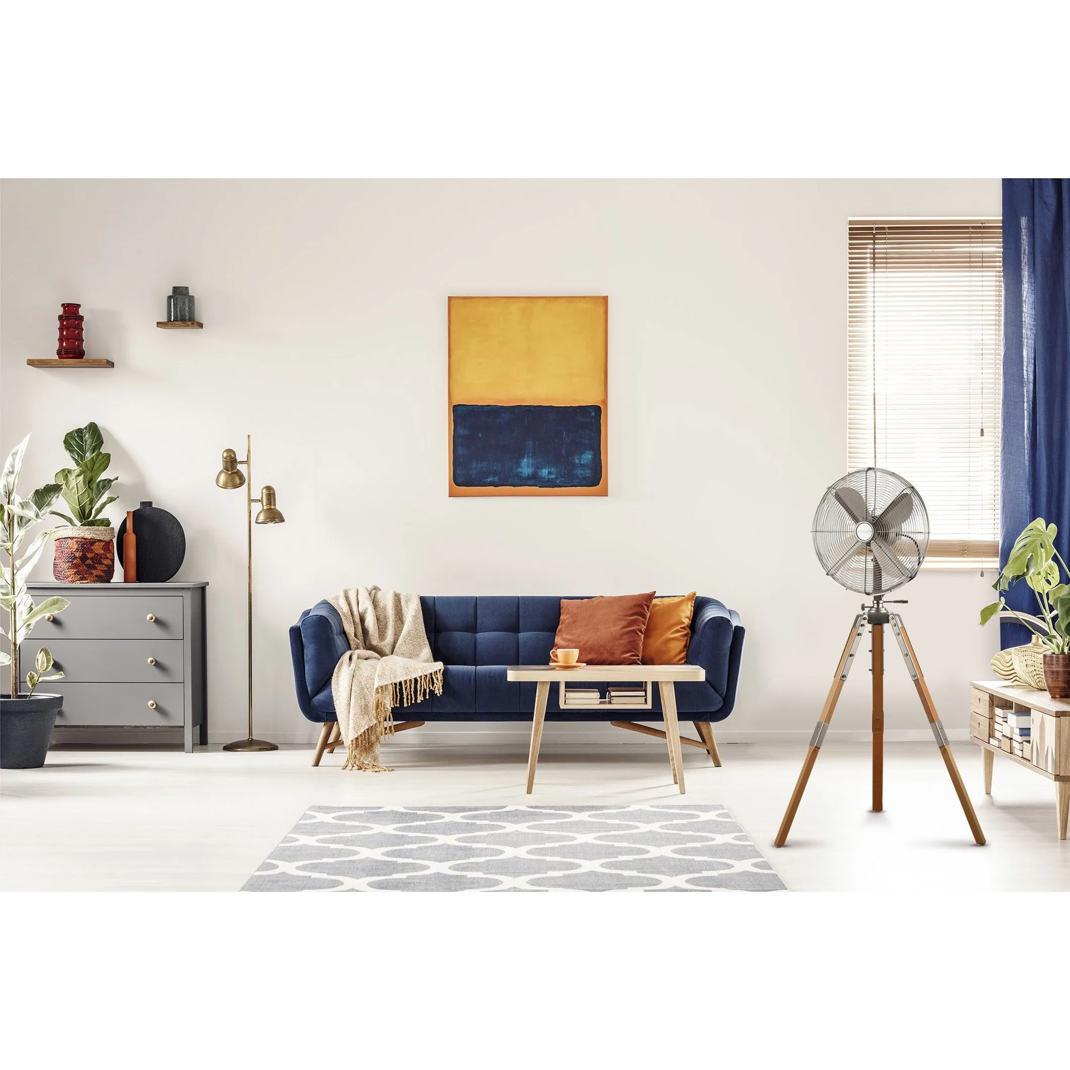 Star Tripod 16" Oscillating Stand Fan Satin Nickel