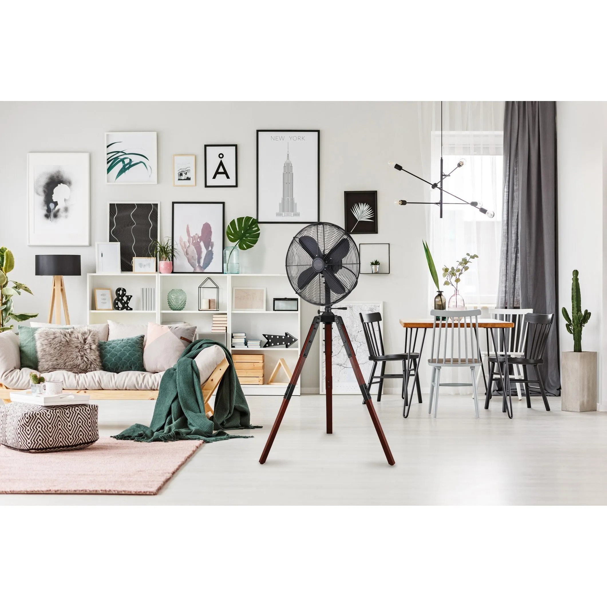Star Tripod 16" Oscillating Stand Fan Satin Nickel