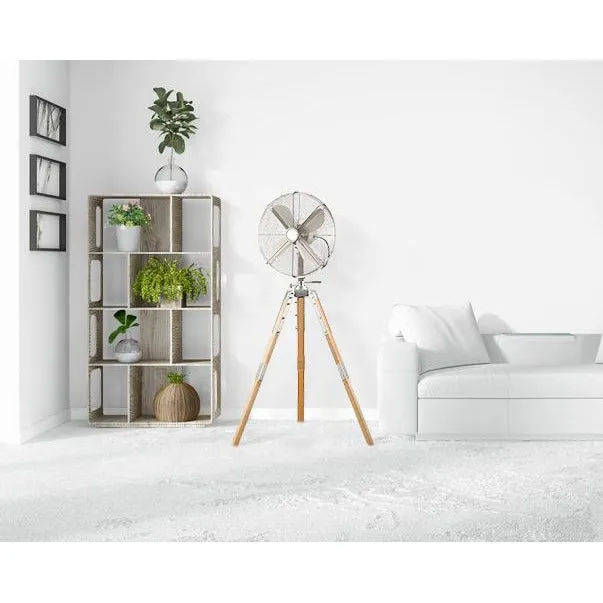 Star Tripod 16" Oscillating Stand Fan Satin Nickel