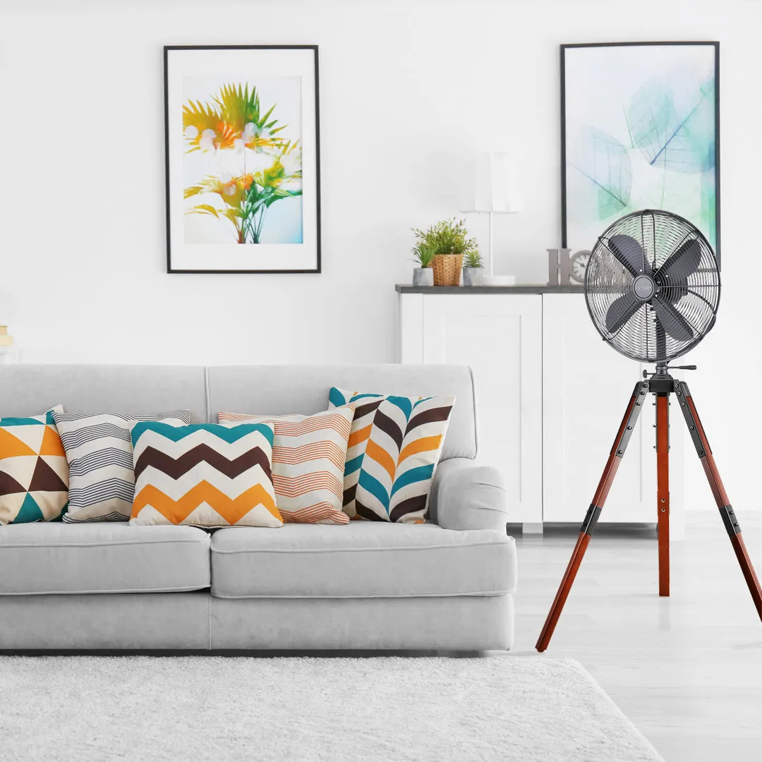 Star Tripod 16" Oscillating Stand Fan Satin Nickel