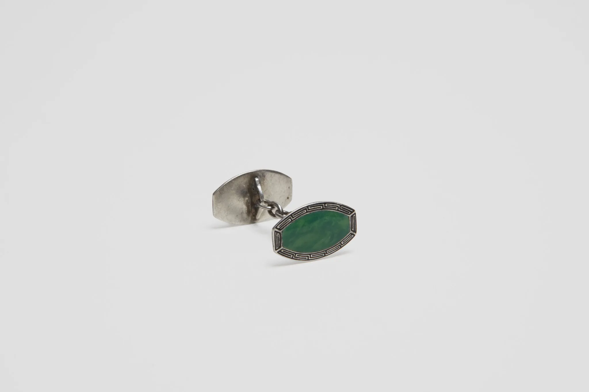 Sterling Silver and Enamel Art Deco Cufflinks
