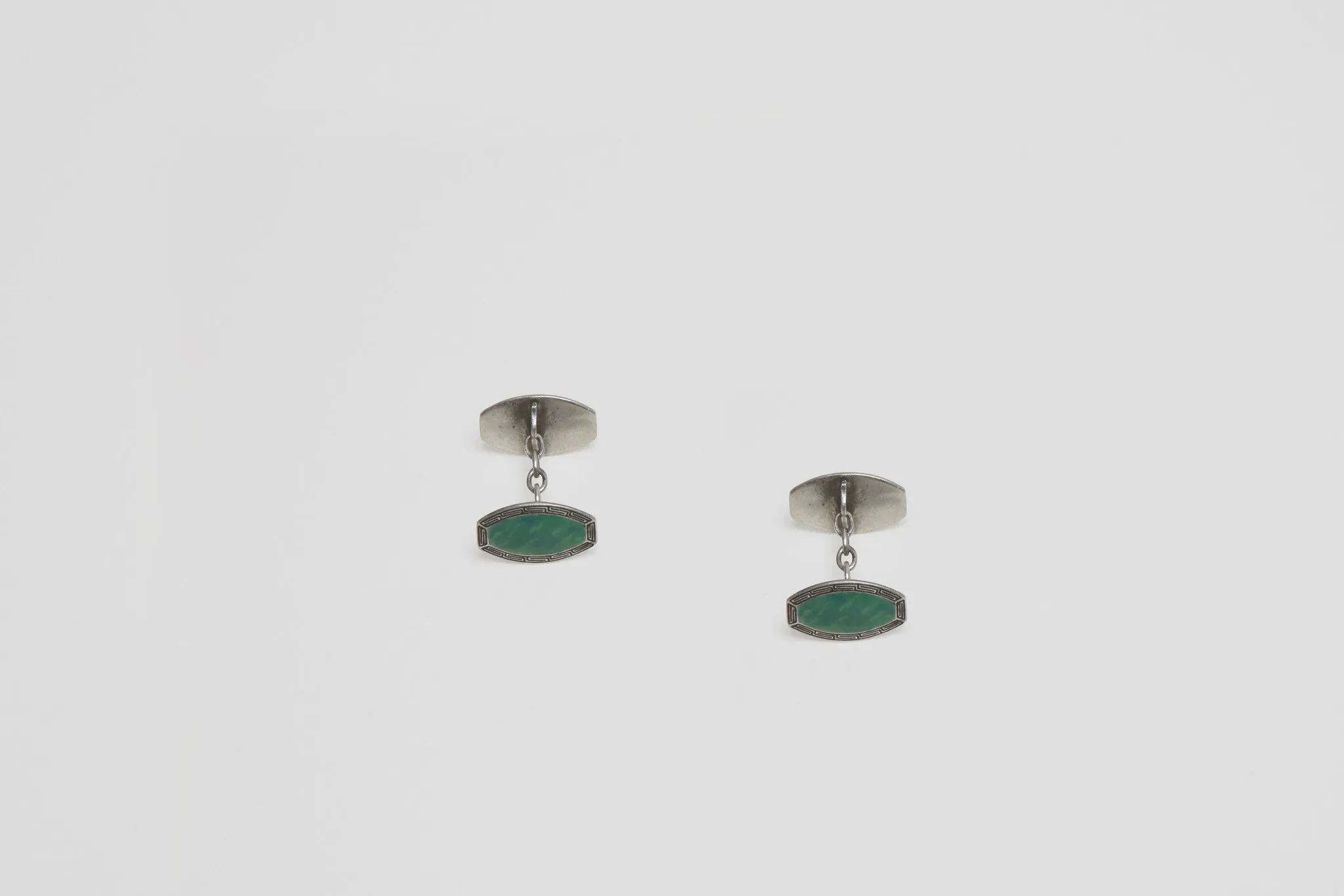 Sterling Silver and Enamel Art Deco Cufflinks
