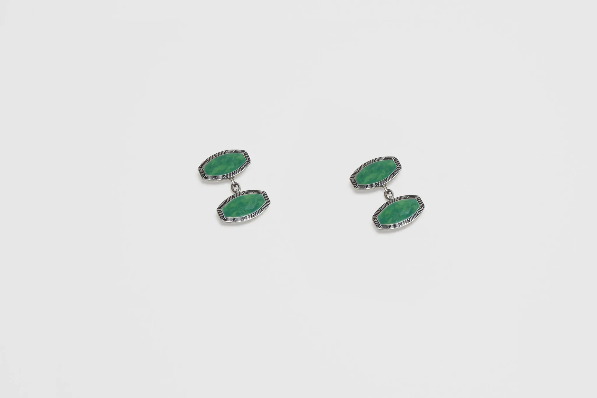 Sterling Silver and Enamel Art Deco Cufflinks