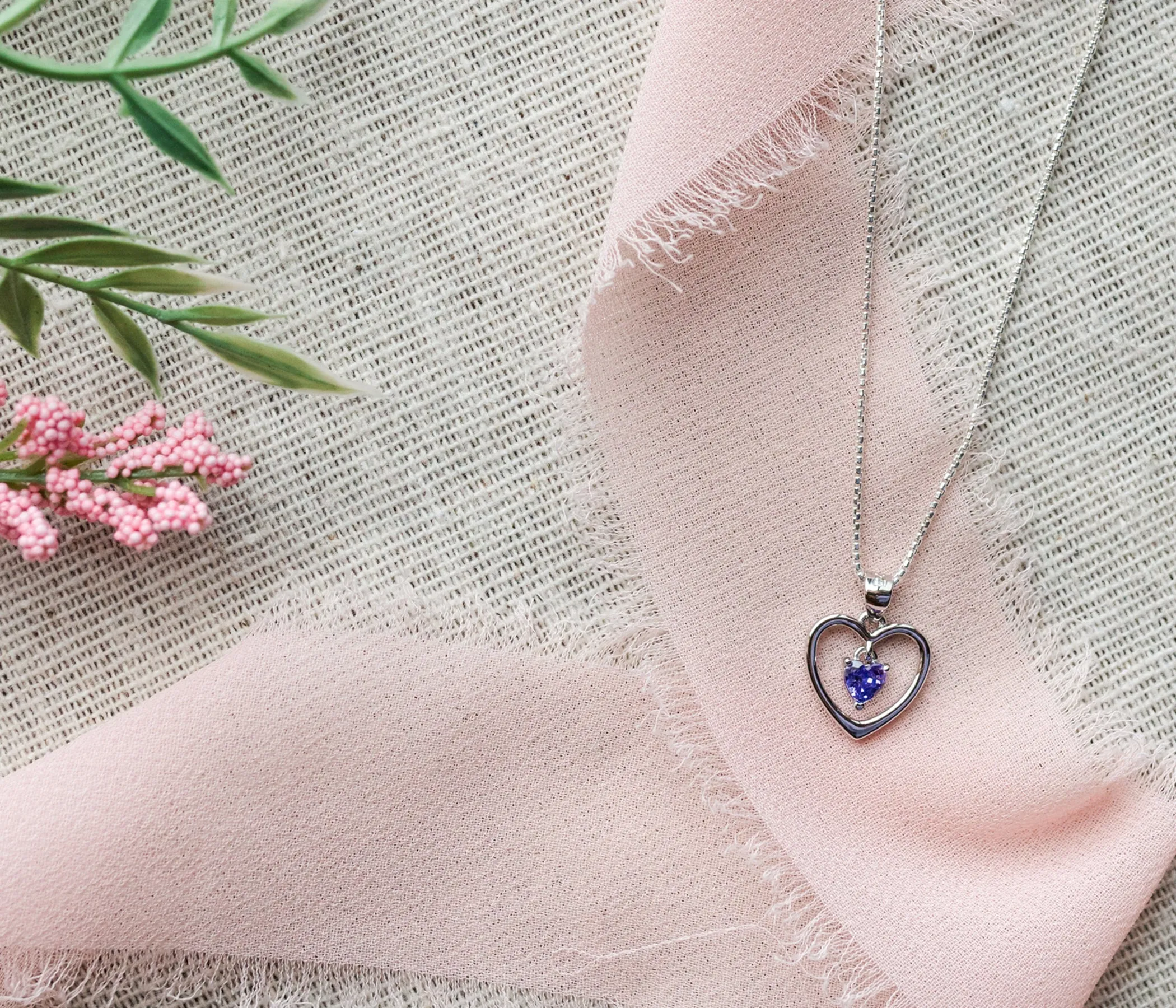 Sterling Silver Birthstone Dancing Heart Necklace for Girls