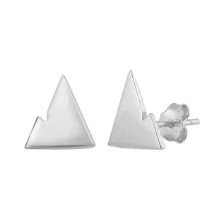 Sterling Silver Modern Mountain Range Nature Outdoors Minimalist Earrings 925