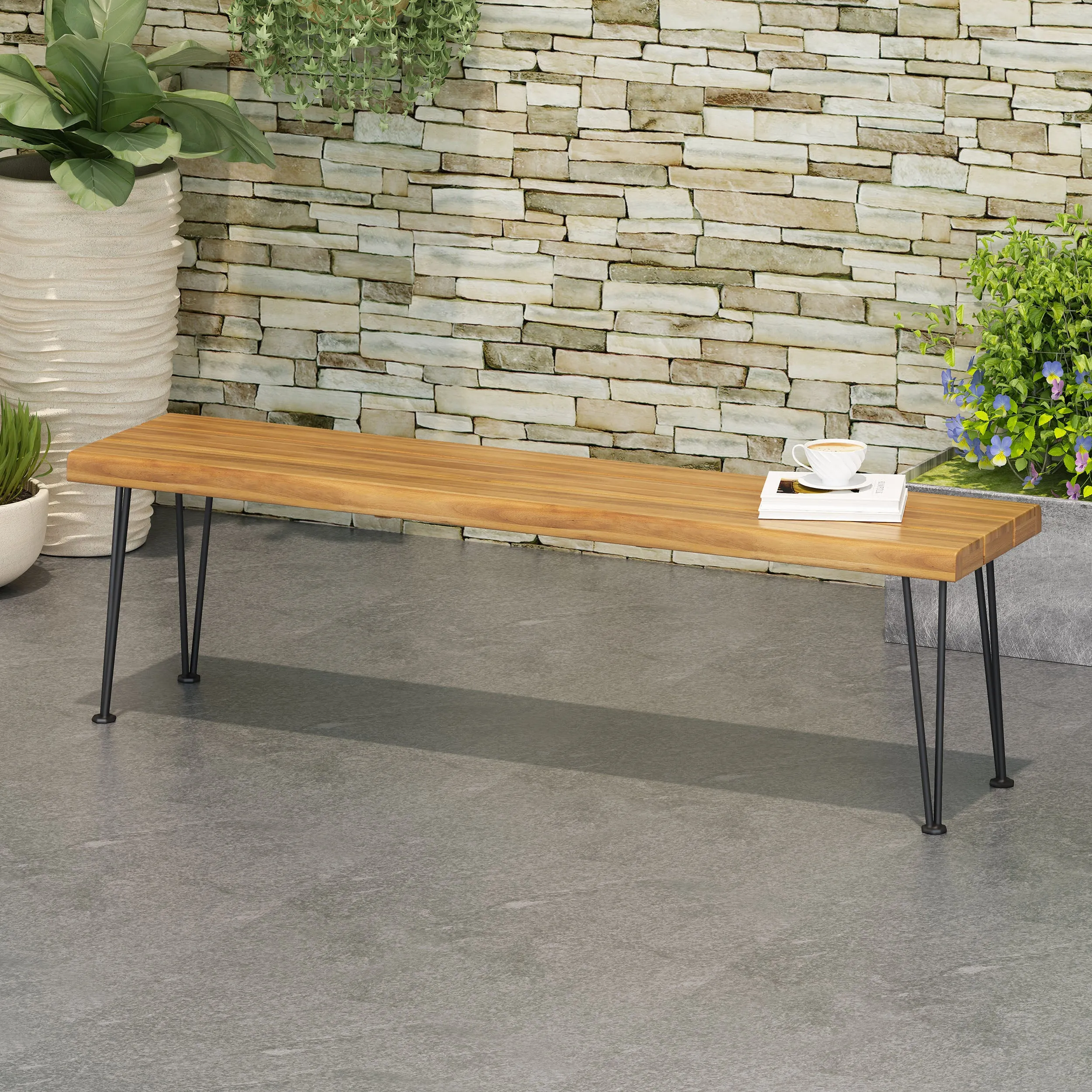 Streamdale ZION INDUSTRIAL WOOD AND METAL RECTANGULAR BENCH