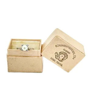 Takashima Art Deco Japanese Saltwater Akoya Cultured Pearl Solitaire Ring- Sterling Silver Sz 5