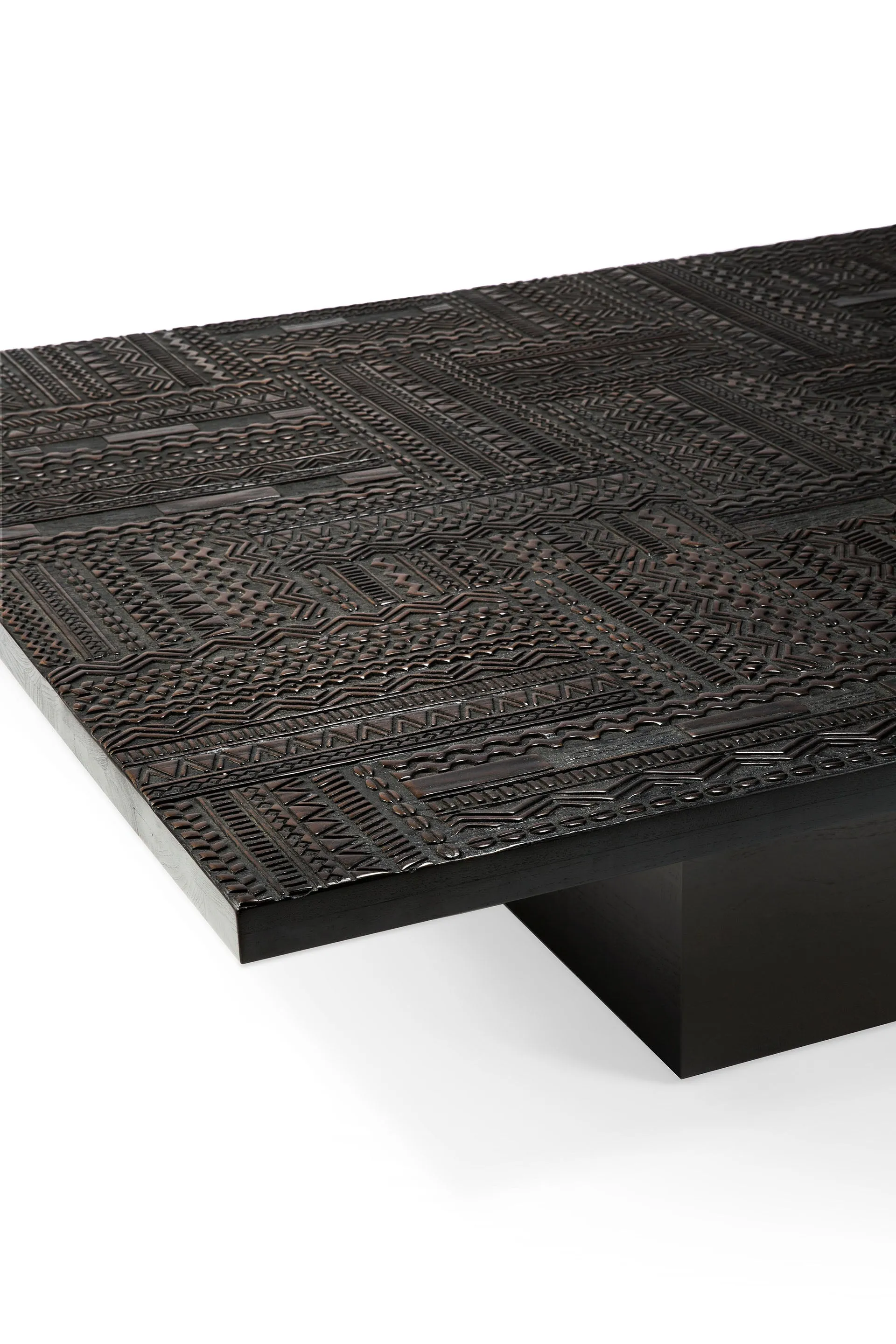 Teak Tabwa Blok Black Coffee Table - Varnished