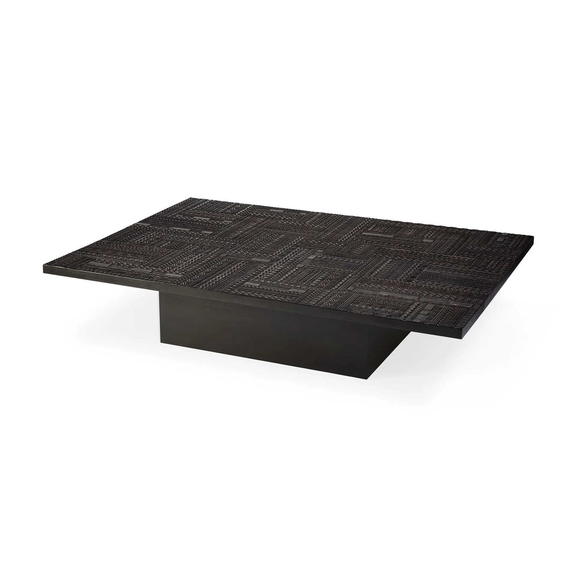 Teak Tabwa Blok Black Coffee Table - Varnished