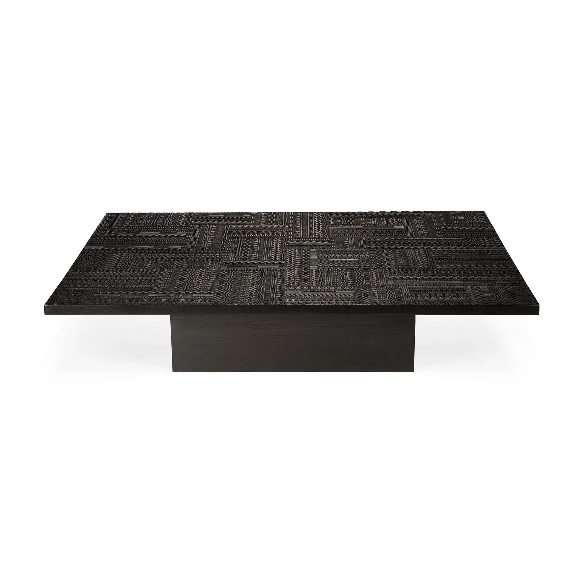 Teak Tabwa Blok Black Coffee Table - Varnished