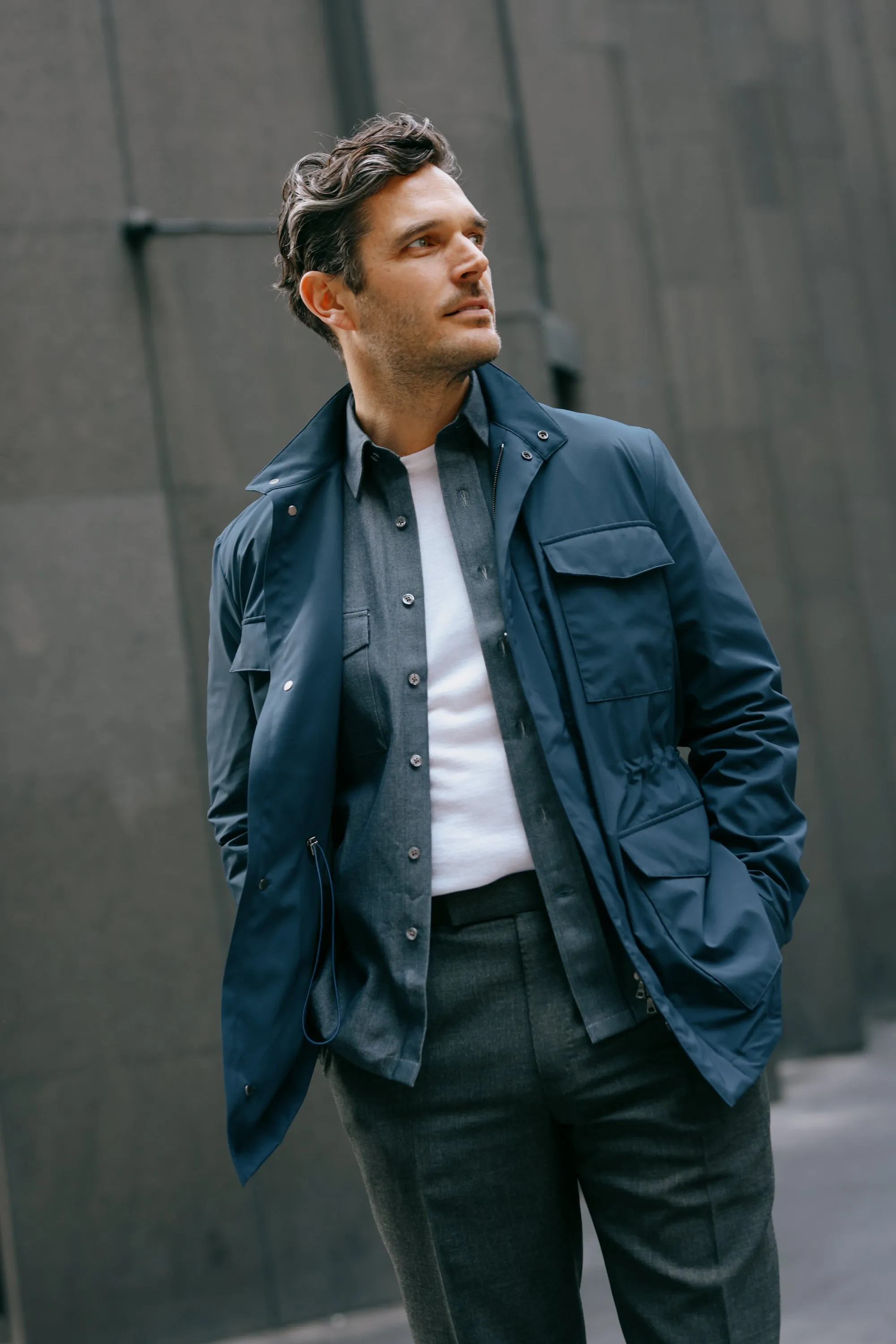 Technical Field Jacket in Navy Blue