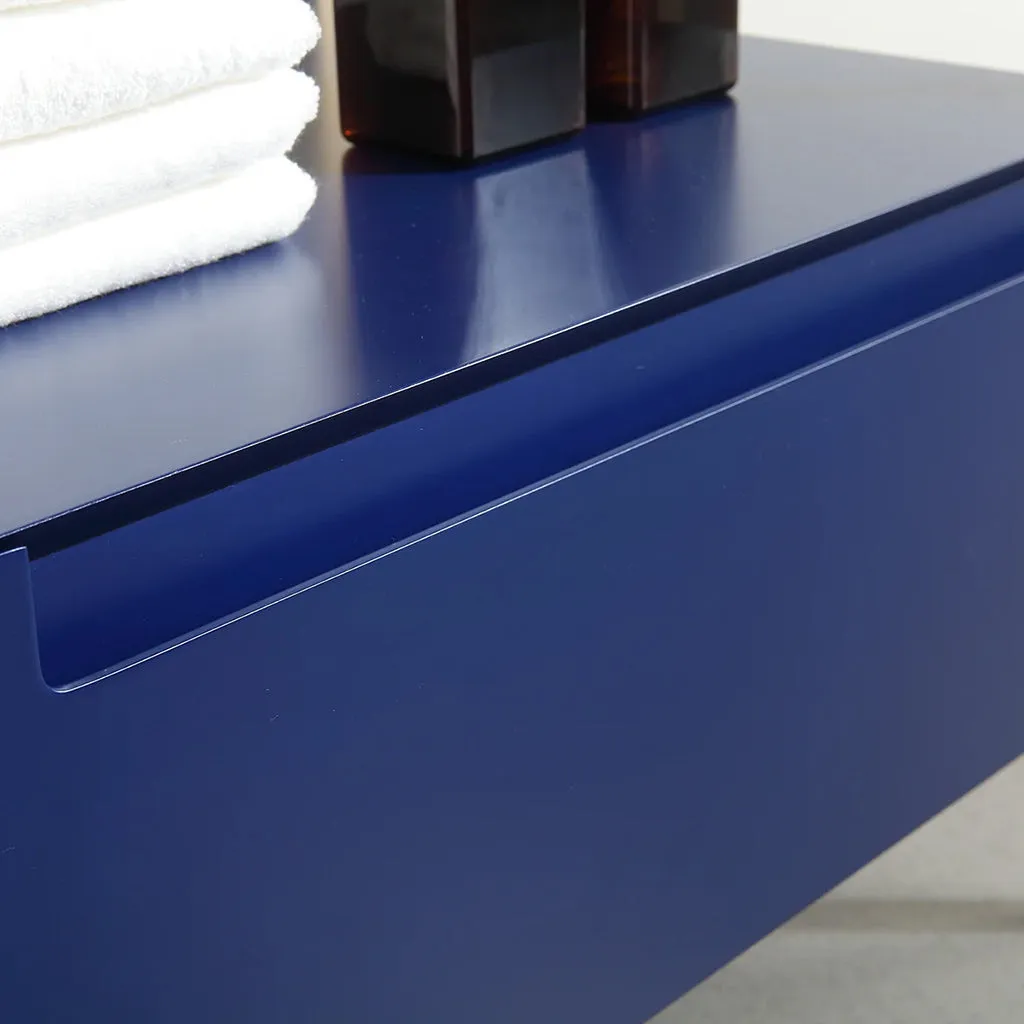 Texel 1 Drawer And 1 Open Shelf Bathroom Vanity with Quartz Sink - Floor Mount - 42" Wood/Metal/Navy Blue/Gold