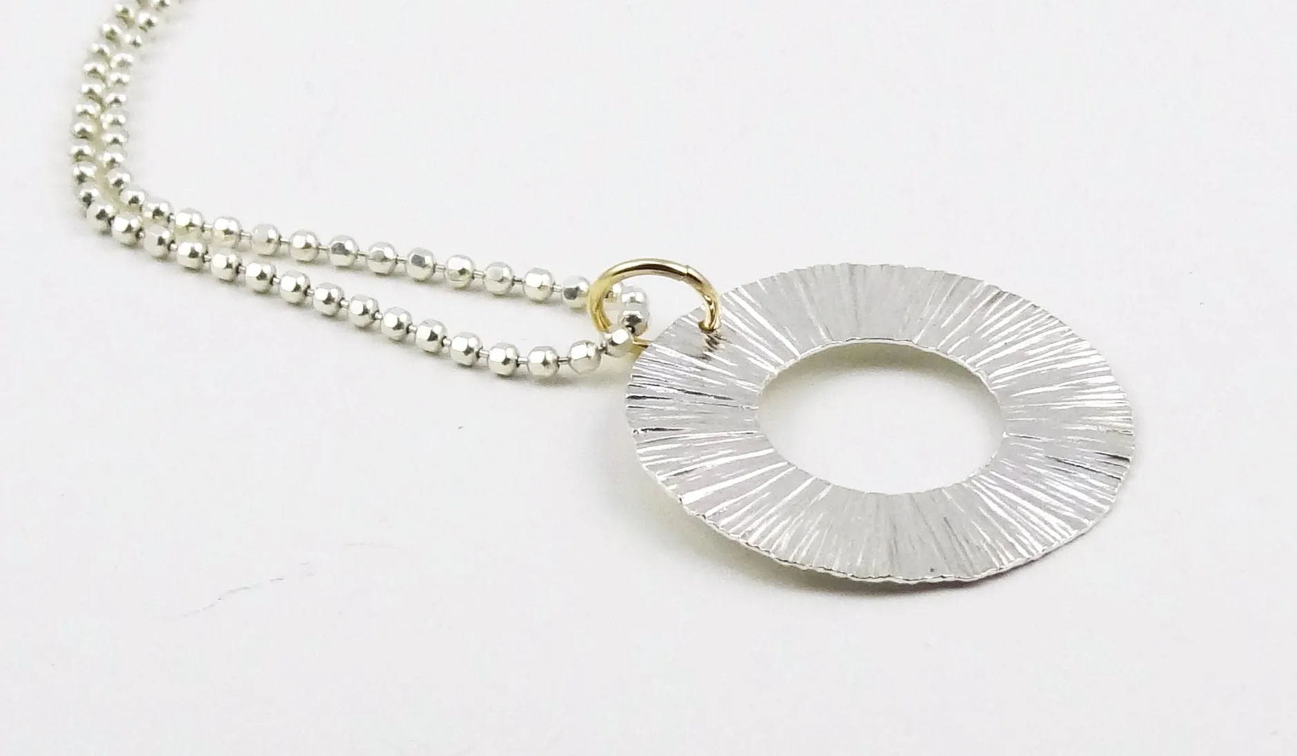 Textured Starburst Sterling Silver Ring Necklace
