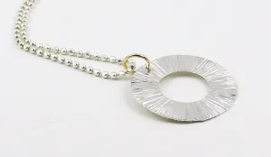 Textured Starburst Sterling Silver Ring Necklace