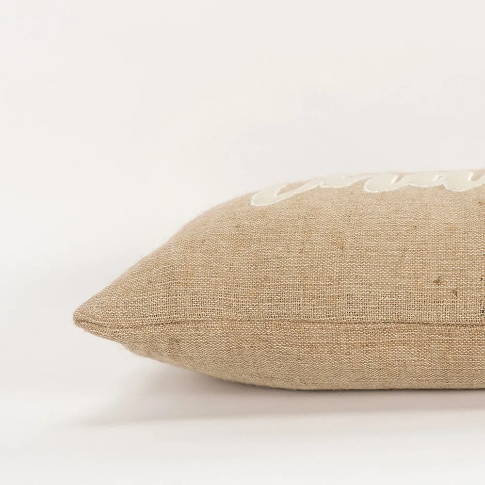 Thankful Cream and Burlap Decorative Lumbar Throw Pillow