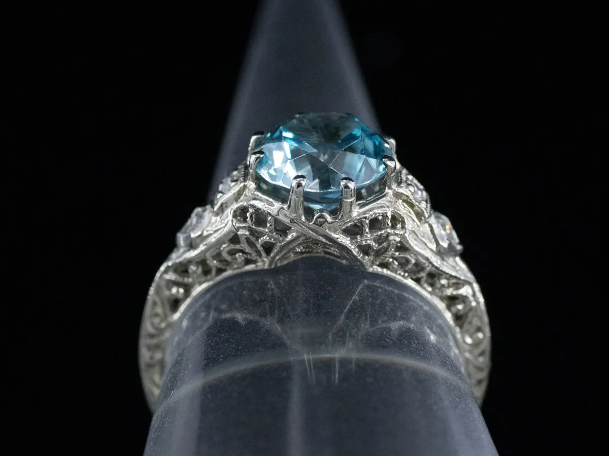 The Bellamy Blue Zircon Ring in 14K White Gold