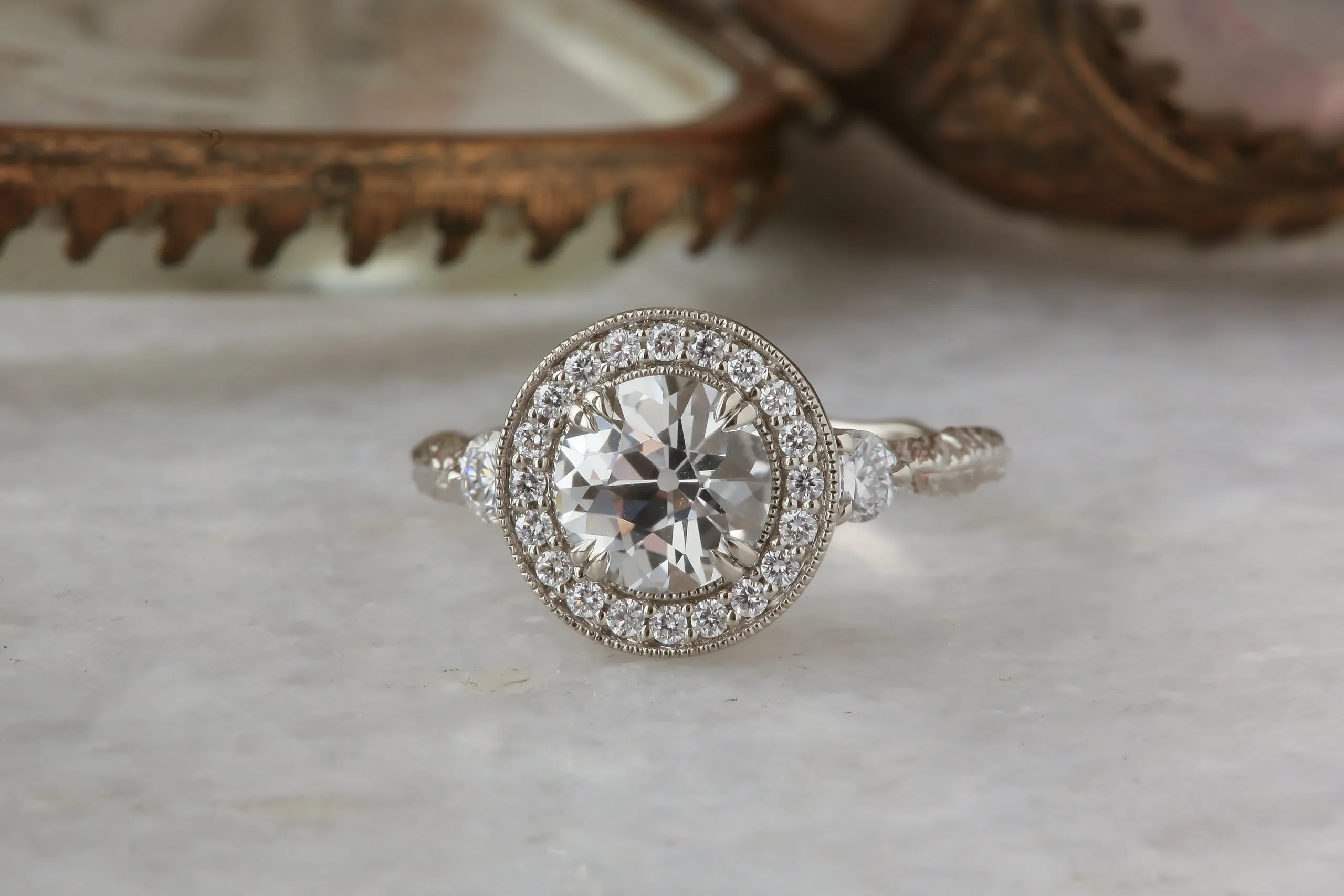 The Camelot Heirloom Setting - Diamond Halo Engagement Ring Setting