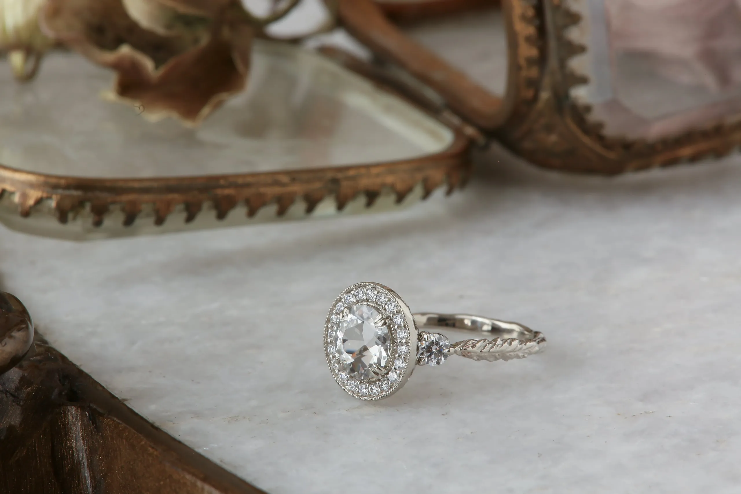 The Camelot Heirloom Setting - Diamond Halo Engagement Ring Setting