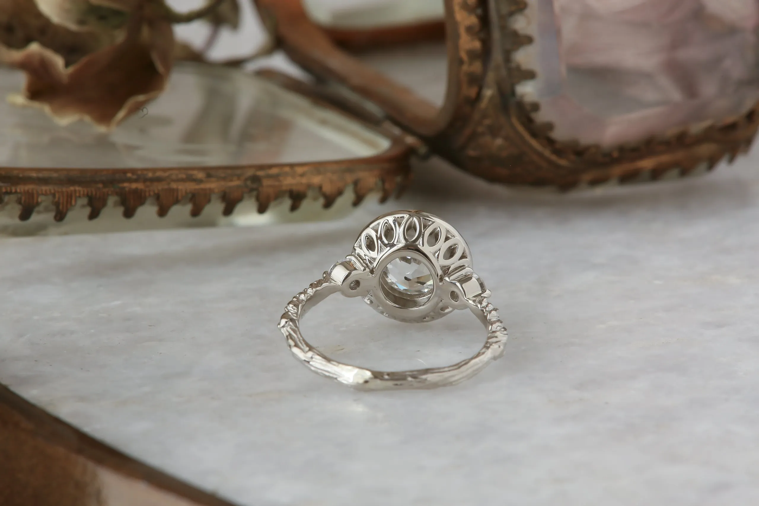 The Camelot Heirloom Setting - Diamond Halo Engagement Ring Setting
