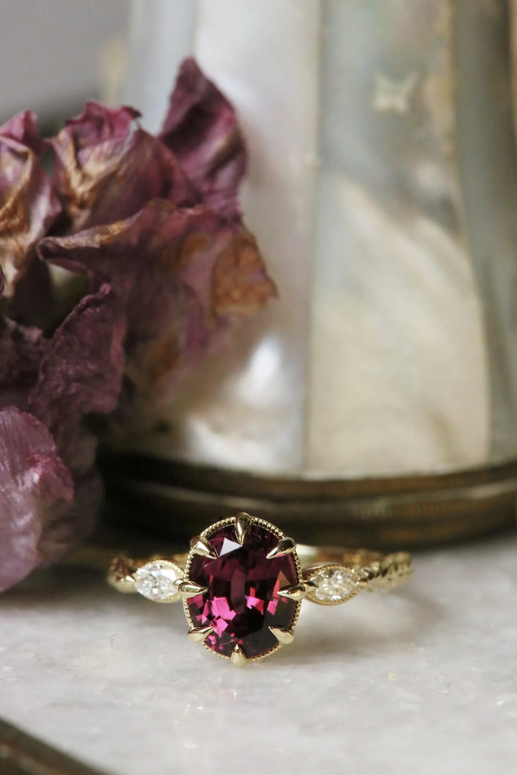 The Solstice Heirloom Setting - Three Stone Engagement Ring Setting