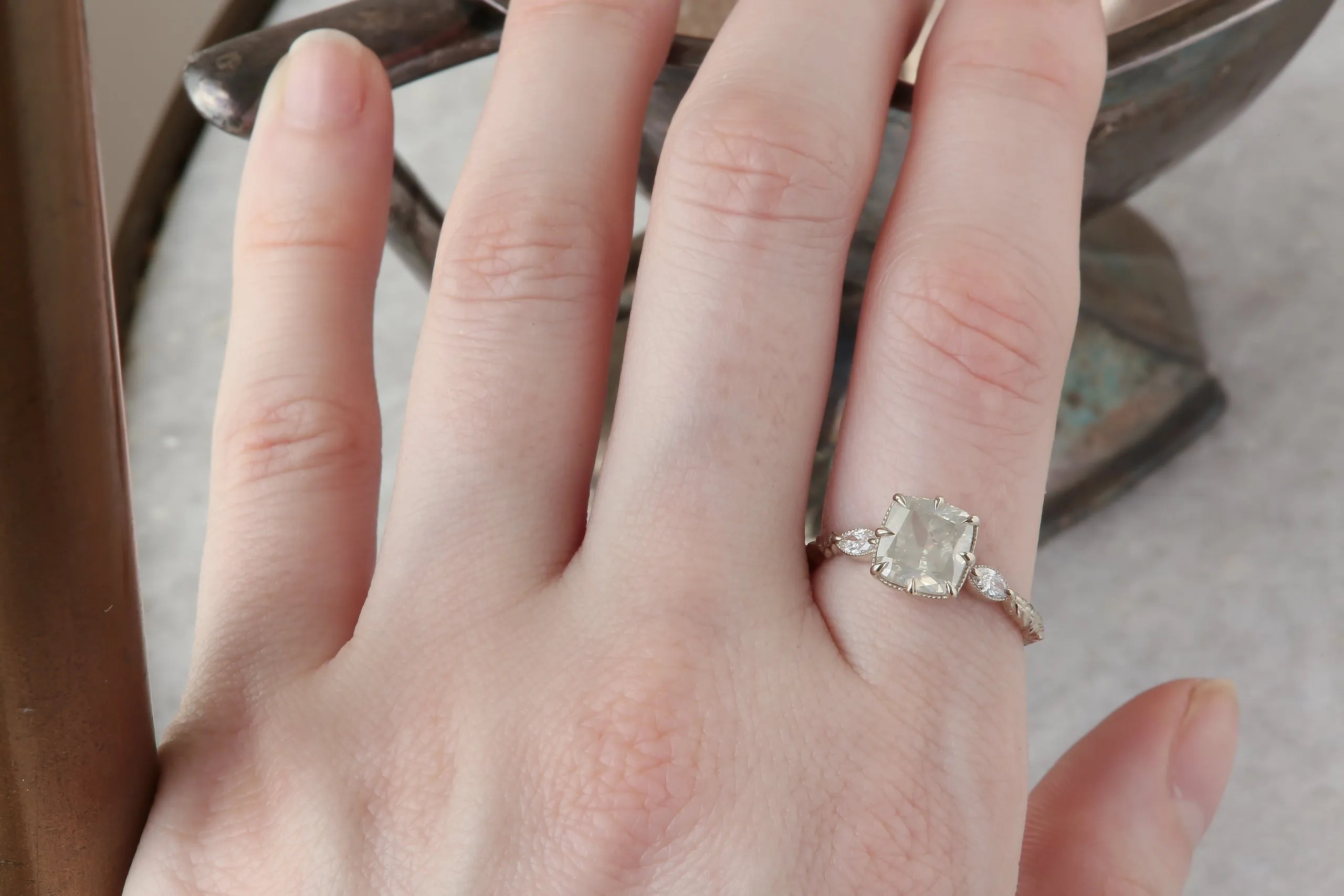 The Solstice Heirloom Setting - Three Stone Engagement Ring Setting