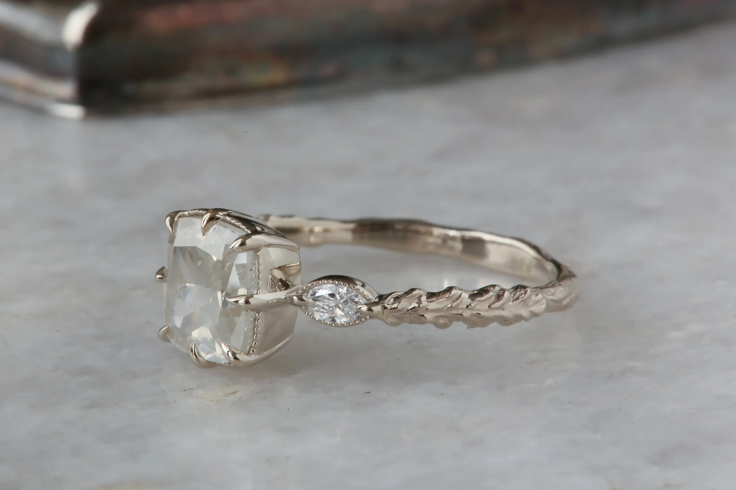 The Solstice Heirloom Setting - Three Stone Engagement Ring Setting