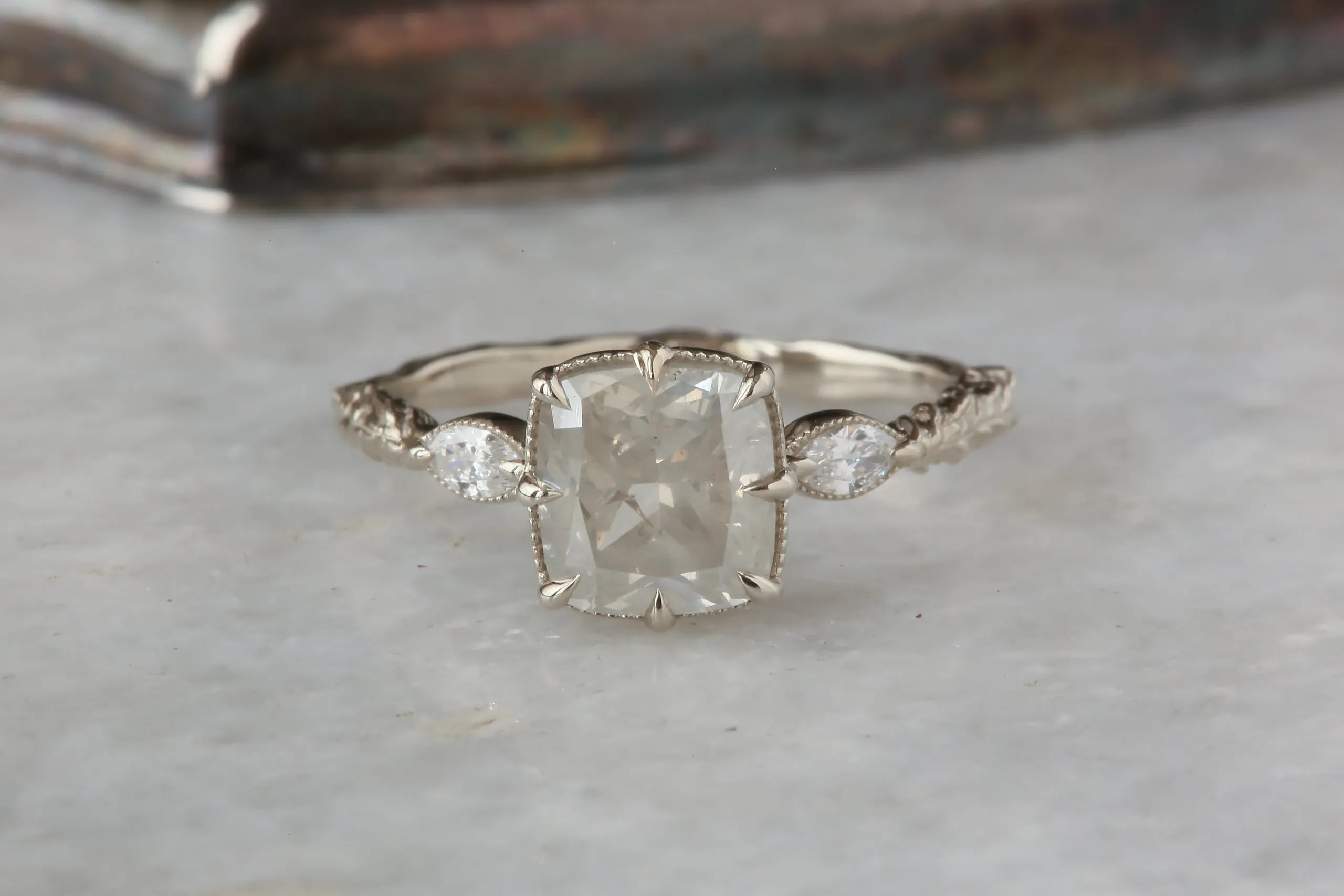 The Solstice Heirloom Setting - Three Stone Engagement Ring Setting